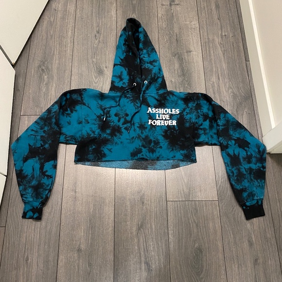 Assholes Lives Forever Tie Dye Cropped Hoodie Size S - Picture 1 of 5